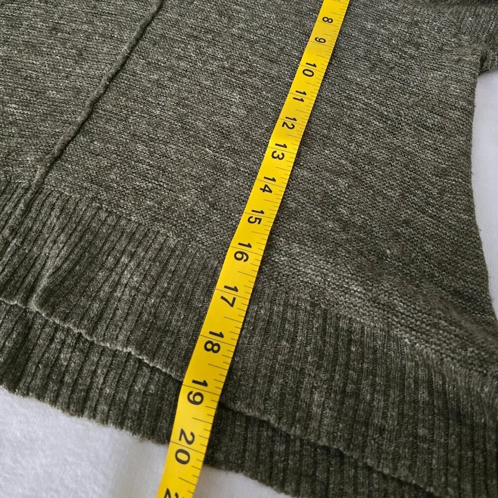 Eileen Fisher Petite Olive V-Neck Sweater Wool Linen Silk Relaxed Fit PL - Picture 6 of 14